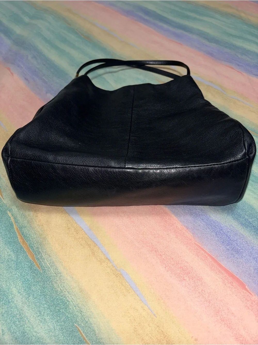 Vintage Coach Madison Phoebe Leather Shoulder Bag Pebbled Black 3 Compartment